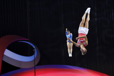 Segunda jornada del Campeonato del Mundo de Gimnasia de Trampolín en Pamplona.