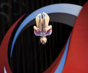 Segunda jornada del Campeonato del Mundo de Gimnasia de Trampolín en Pamplona.