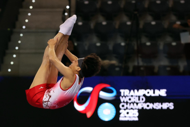Segunda jornada del Campeonato del Mundo de Gimnasia de Trampolín en Pamplona.