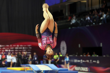 Segunda jornada del Campeonato del Mundo de Gimnasia de Trampolín en Pamplona.