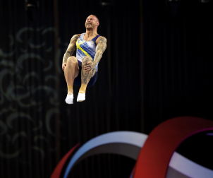 Segunda jornada del Campeonato del Mundo de Gimnasia de Trampolín en Pamplona.