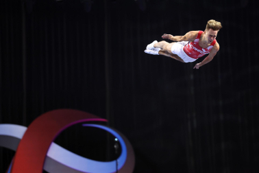 Segunda jornada del Campeonato del Mundo de Gimnasia de Trampolín en Pamplona.