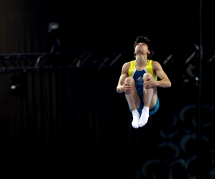 Segunda jornada del Campeonato del Mundo de Gimnasia de Trampolín en Pamplona.