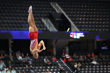 Tercera jornada del Campeonato del Mundo de Gimnasia de Trampolín en Pamplona.