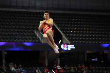 Tercera jornada del Campeonato del Mundo de Gimnasia de Trampolín en Pamplona.