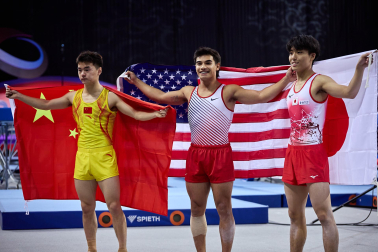 Fotos del Mundial de gimnasia de trampolín en el Navarra Arena