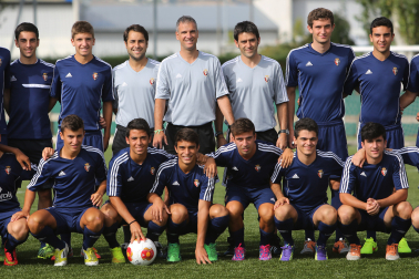 En esta imagen con el juvenil de División de Honor de Osasuna en 2014, Felipe Sánchez Mateos es el tercero de arriba por la izquierda, junto a Javi Lerga.