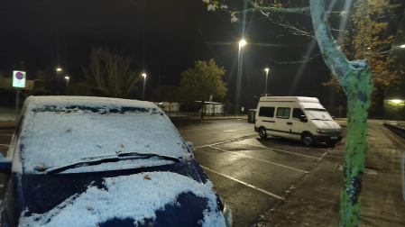Sarriguren, con una fina capa de nieve