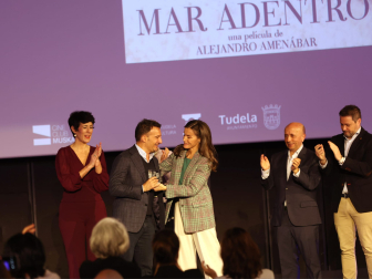 Foto de la visita de la reina Letizia a Tudela para el homenaje a Alejandro Amenábar