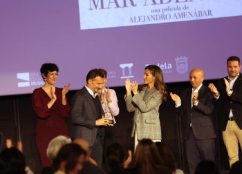 Foto de la visita de la reina Letizia a Tudela para el homenaje a Alejandro Amenábar