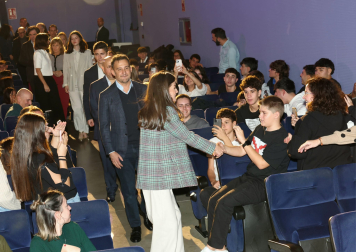 Foto de la visita de la reina Letizia a Tudela para el homenaje a Alejandro Amenábar