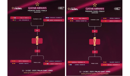Así quedan los emparejamientos tanto masculinos (izda.) como femeninos (dcha.) de las Fonals 2025 de padel /