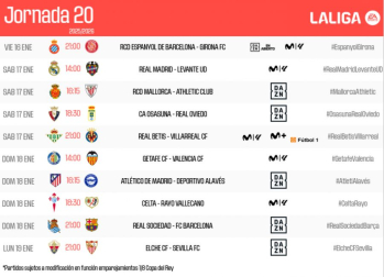 Horarios de la jornada 20 de LaLiga