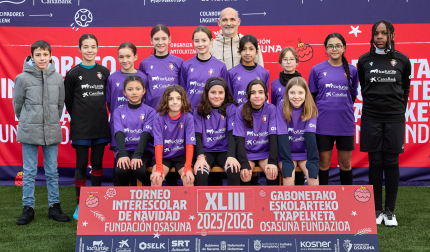 SAN JUAN DE LA CADENA. El equipo lo integran Valentina Egwatu, Camila Villanueva, Maya Garro, Olaia Arizcuren, Maia Arrieta, Kendra Estefanía Ortiz, Aroa Etayo, Olaia Finez, Lara Rodríguez, Maia Iturralde, Claudia Sarnago, Julia Hernández, Ángela Herrero, Amira Omar, Maider García, Lucía Ibáñez, Sinead Ega, Laura Yasmin de Paula.