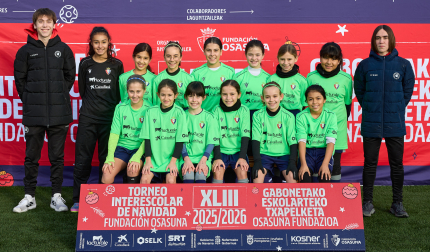 SAN PEDRO. El equipo lo forman Nayla García, June Jauregui, Lara Arrastia, Nicole Aguilar, Iraia Ayechu, Vega Lázaro, Emma Martínez, Nahia Santamaría, Aroa Romero, Claudia Romero, Amaia Garde, Mareli Jiménez, Sophie González, Julia Molina, Samira Zovini.