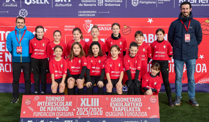 MARQUÉS DE LA REAL DEFENSA. El equipo lo forman Ane Zapata, Uxue Dorronsoro, Arane Díez, Maren García, Uxue Pérez, Alaitz Sesma, Iara Aldaz, Ane Lebrero, Carla Ainzua, Enara Recalde, Sumia Lahamar, Saioa Ochoa, Olivia Ortega, Naia Suescun, Iria Molinero.