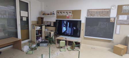 destrozos en el colegio público de Buztintxuri.