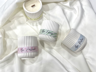 Velas creadas por Leyre Pascual para cuatro estados: energía, concentración, relajación y pasión