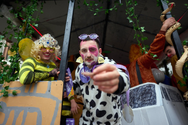 Color, disfraces, alegría y cleebración durante el desfile de las carrozas este domingo, 25 de enero, en Leitza