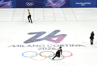 Algunas de las patinadoras de artístico, en una de las sesiones de entrenamiento celebradas ya en estos Juegos Olímpicos