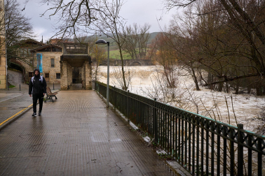 Crecida del río Ultzama a su paso por el Batán de Villava.
