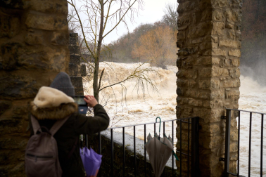Crecida del río Ultzama a su paso por el Batán de Villava.