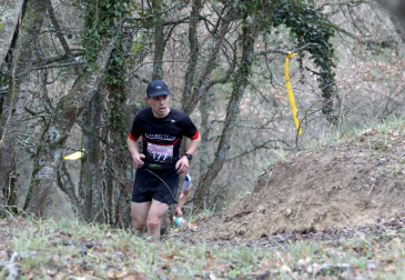 Participantes en la octava edición del Trail de Aibar sobre 18 kilómetros en una prueba disputada este domingo, 15 de febrero