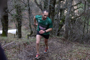 Participantes en la octava edición del Trail de Aibar sobre 18 kilómetros en una prueba disputada este domingo, 15 de febrero