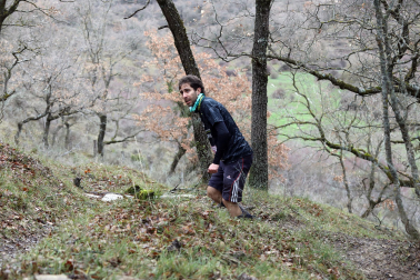Participantes en la octava edición del Trail de Aibar sobre 18 kilómetros en una prueba disputada este domingo, 15 de febrero