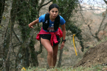 Participantes en la octava edición del Trail de Aibar sobre 18 kilómetros en una prueba disputada este domingo, 15 de febrero