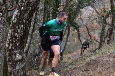 Participantes en la octava edición del Trail de Aibar sobre 18 kilómetros en una prueba disputada este domingo, 15 de febrero
