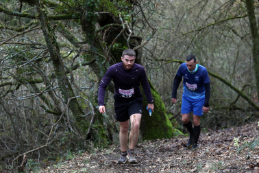 Participantes en la octava edición del Trail de Aibar sobre 18 kilómetros en una prueba disputada este domingo, 15 de febrero