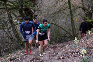 Participantes en la octava edición del Trail de Aibar sobre 18 kilómetros en una prueba disputada este domingo, 15 de febrero