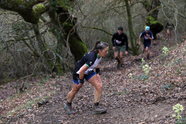 Participantes en la octava edición del Trail de Aibar sobre 18 kilómetros en una prueba disputada este domingo, 15 de febrero