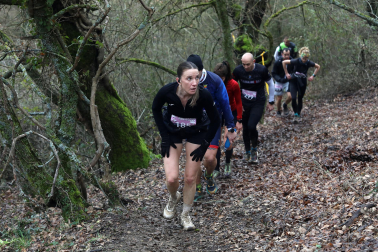 Participantes en la octava edición del Trail de Aibar sobre 18 kilómetros en una prueba disputada este domingo, 15 de febrero