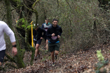 Participantes en la octava edición del Trail de Aibar sobre 18 kilómetros en una prueba disputada este domingo, 15 de febrero