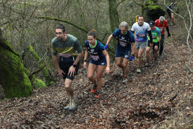 Participantes en la octava edición del Trail de Aibar sobre 18 kilómetros en una prueba disputada este domingo, 15 de febrero