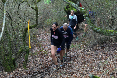 Participantes en la octava edición del Trail de Aibar sobre 18 kilómetros en una prueba disputada este domingo, 15 de febrero