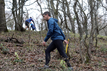 Participantes en la octava edición del Trail de Aibar sobre 18 kilómetros en una prueba disputada este domingo, 15 de febrero