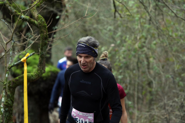 Participantes en la octava edición del Trail de Aibar sobre 18 kilómetros en una prueba disputada este domingo, 15 de febrero