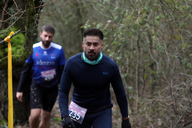 Participantes en la octava edición del Trail de Aibar sobre 18 kilómetros en una prueba disputada este domingo, 15 de febrero