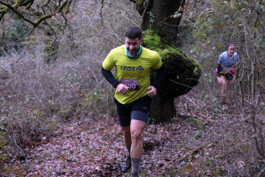 Participantes en la octava edición del Trail de Aibar sobre 18 kilómetros en una prueba disputada este domingo, 15 de febrero
