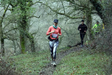 Participantes en la octava edición del Trail de Aibar sobre 18 kilómetros en una prueba disputada este domingo, 15 de febrero