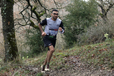Participantes en la octava edición del Trail de Aibar sobre 18 kilómetros en una prueba disputada este domingo, 15 de febrero