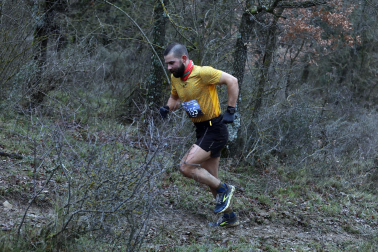 Participantes en la octava edición del Trail de Aibar sobre 18 kilómetros en una prueba disputada este domingo, 15 de febrero