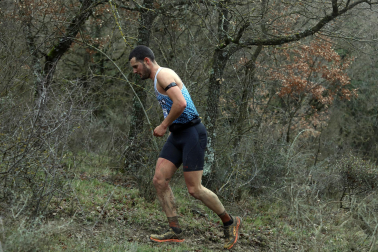 Participantes en la octava edición del Trail de Aibar sobre 18 kilómetros en una prueba disputada este domingo, 15 de febrero