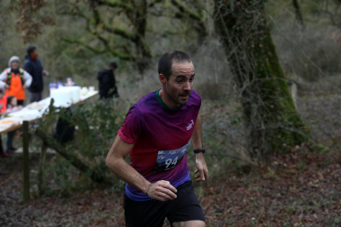 Participantes en la octava edición del Trail de Aibar sobre 18 kilómetros en una prueba disputada este domingo, 15 de febrero