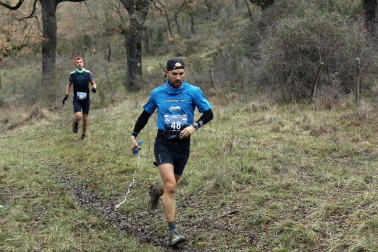Participantes en la octava edición del Trail de Aibar sobre 18 kilómetros en una prueba disputada este domingo, 15 de febrero