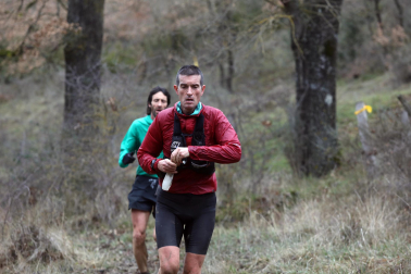 Participantes en la octava edición del Trail de Aibar sobre 18 kilómetros en una prueba disputada este domingo, 15 de febrero