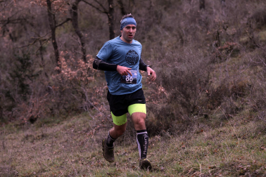 Participantes en la octava edición del Trail de Aibar sobre 18 kilómetros en una prueba disputada este domingo, 15 de febrero